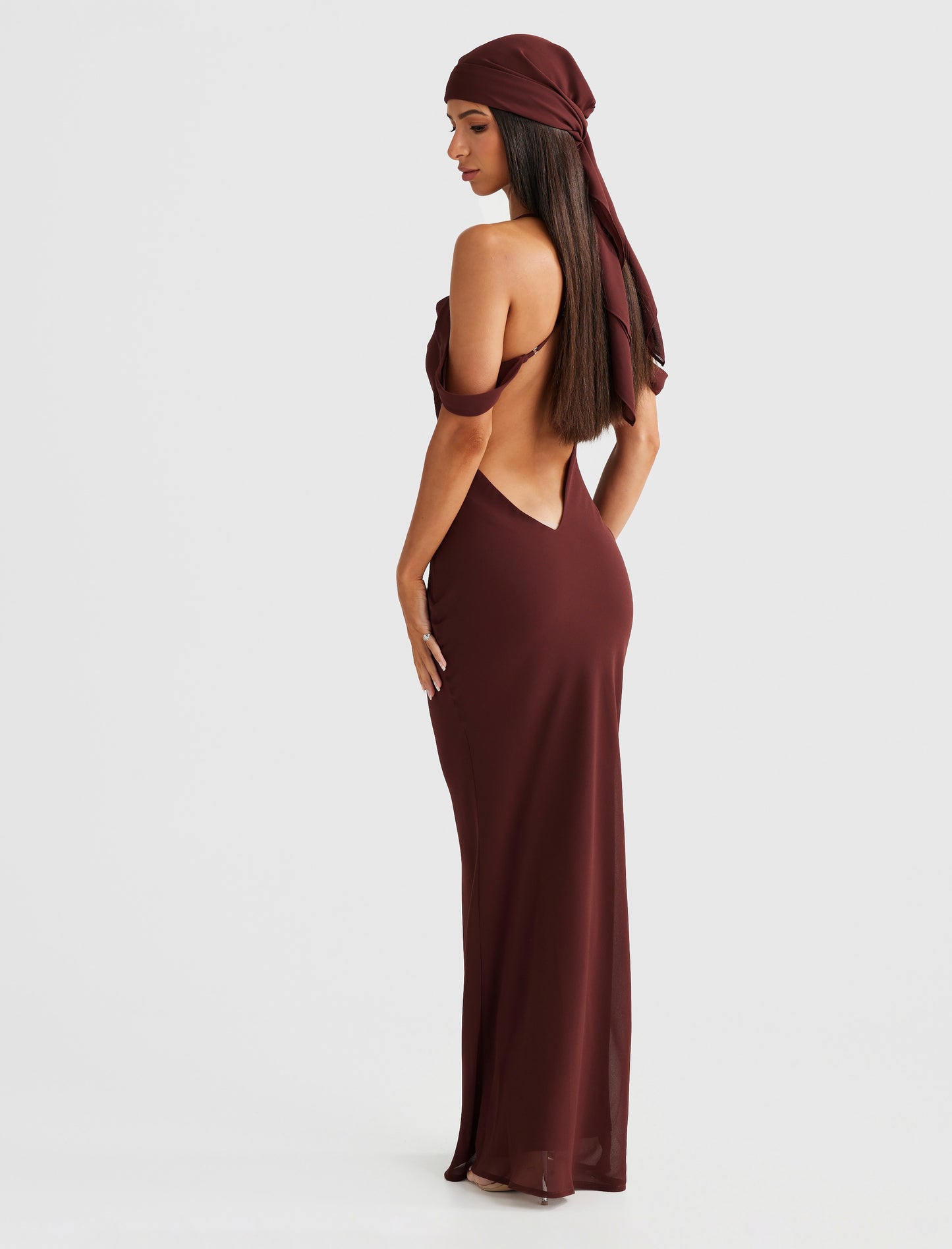 VIENNA BIAS CUT MAXI - BROWN
