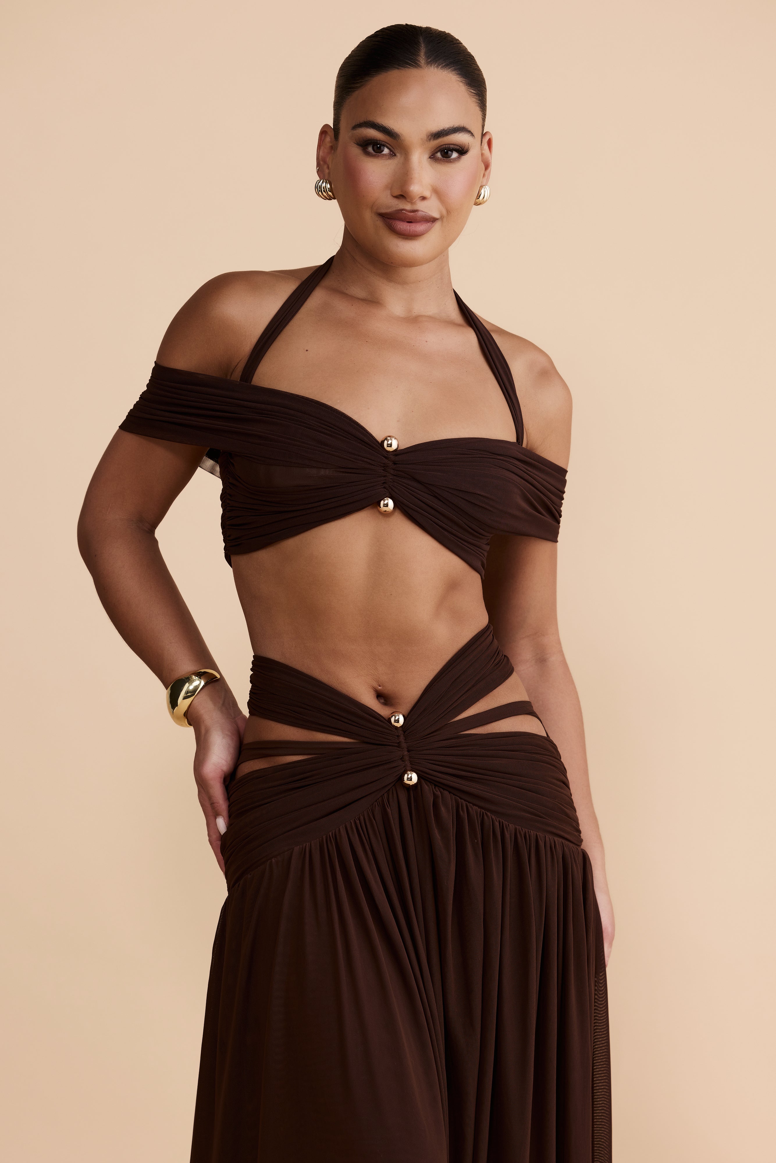 Ella Mesh Crop Top | Espresso Brown | Melani The Label – Melani