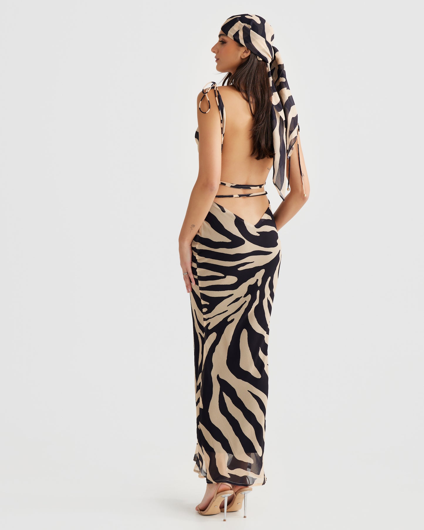BRIANNI BIAS CUT MAXI - ZEBRA