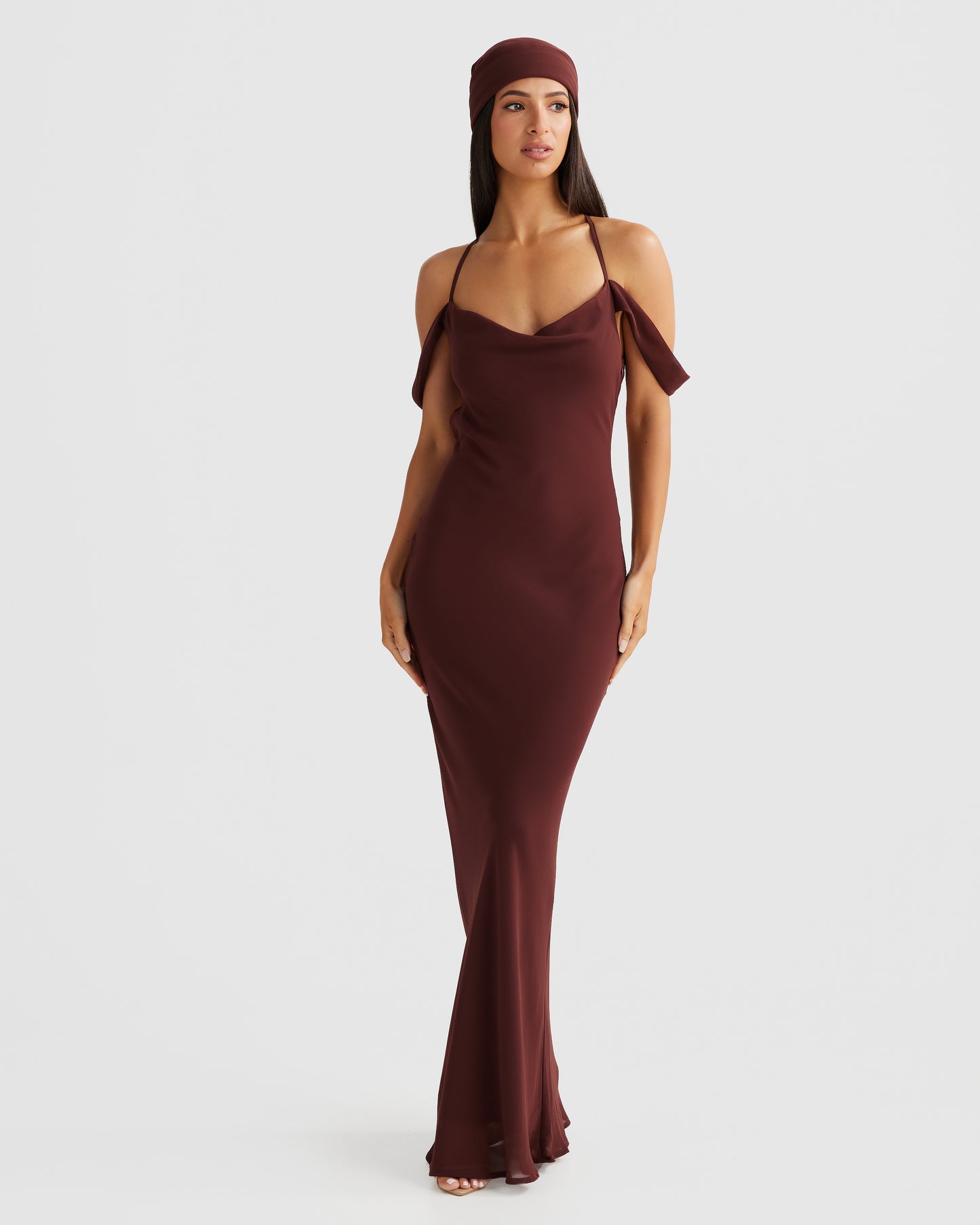 VIENNA BIAS CUT MAXI - BROWN