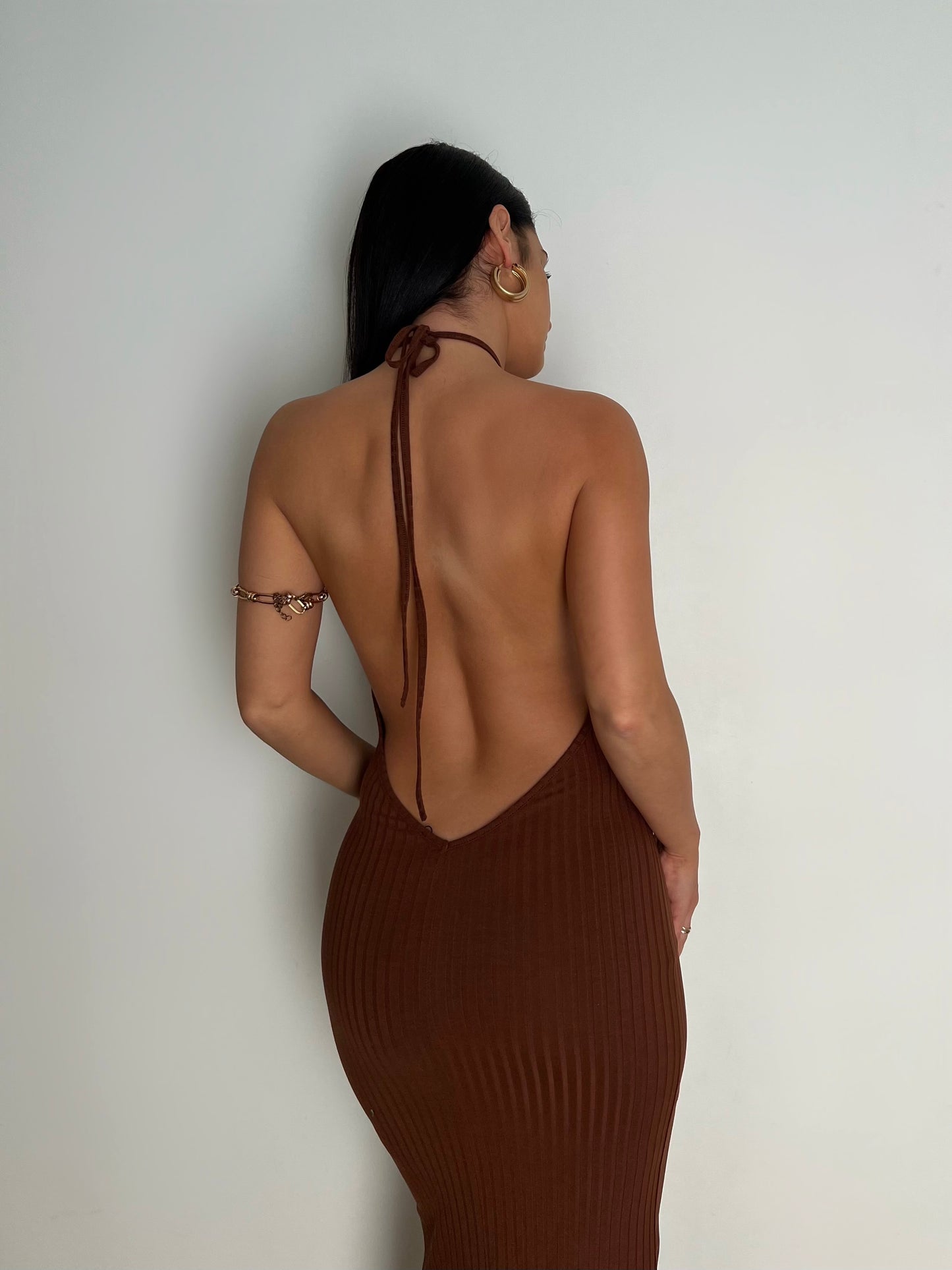 HARLO RIBBED MAXI - BROWN