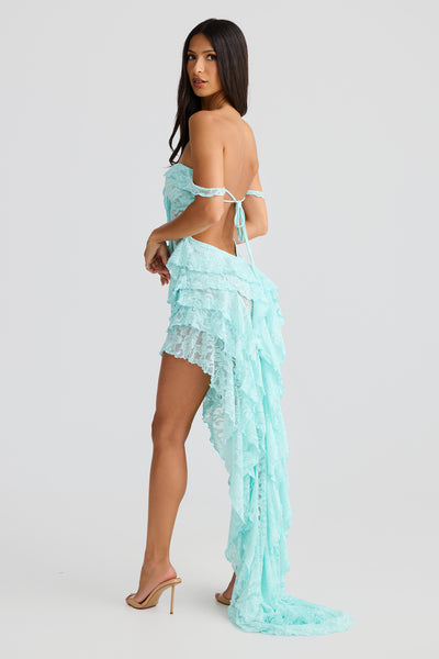 Miah Ruffle Maxi Dress | Aqua Lace | Melani the Label – Melani the